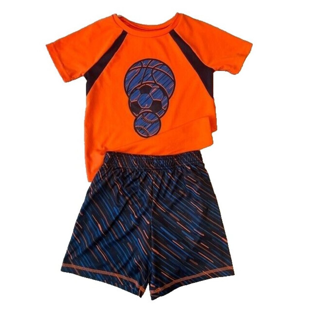 Jumping Beans Orange and Blue 2 piece short outfit 4T A01-1
